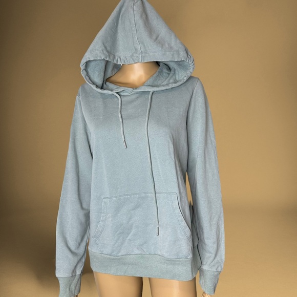 Belle du Jour Womens Pullover Hoodie Large L Cobalt Green Front Pocket Stretch - Picture 3 of 15